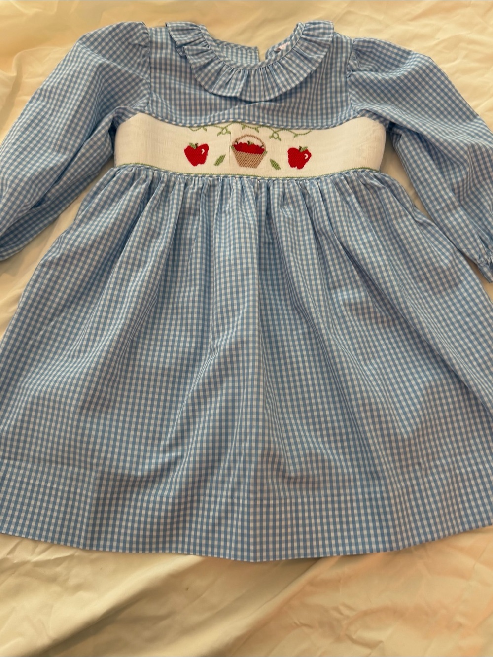 NWOT Stitchy Fix Blue Gingham Smocked Apple Dress for Kids